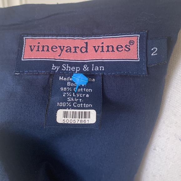 Vineyard Vines Dress Navy and White Size 2 - Picture 9 of 10